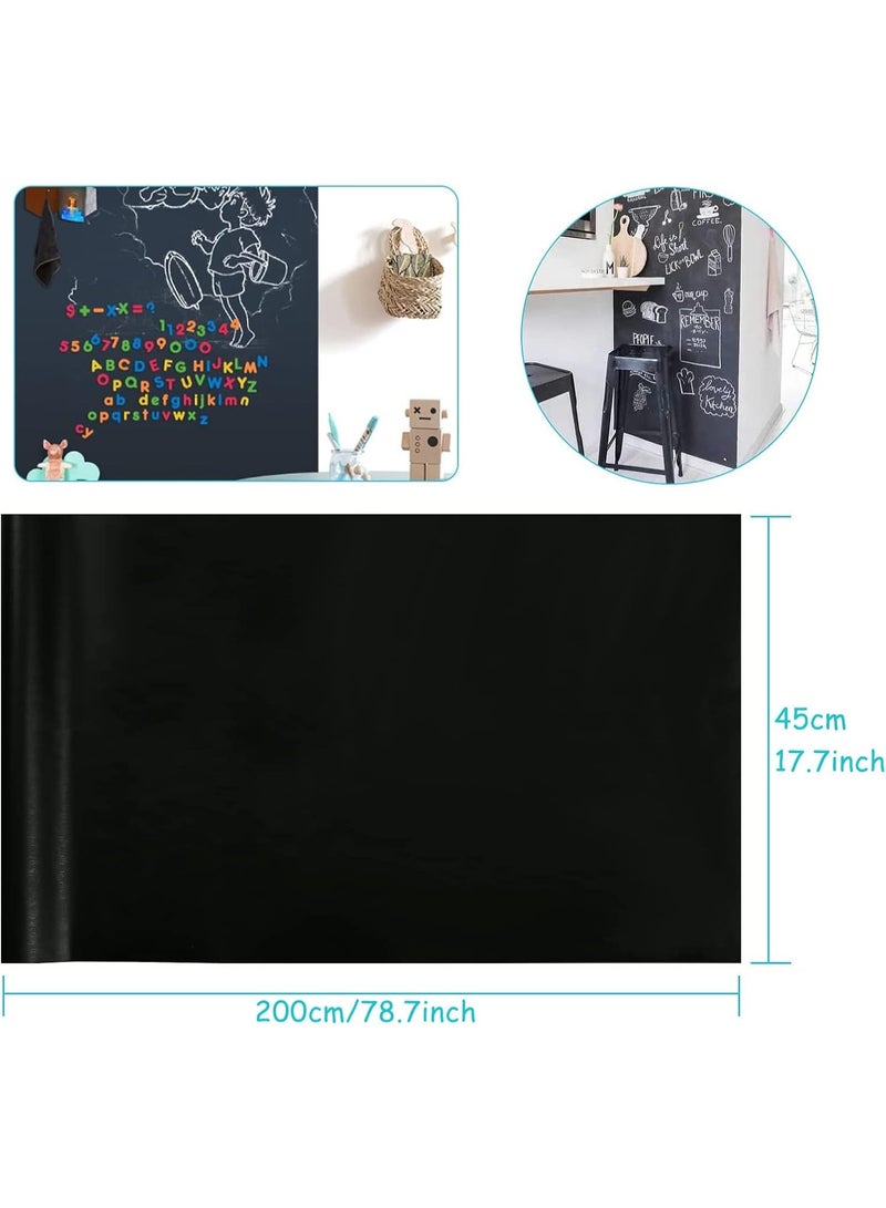 2 Rolls Large Chalkboard Contact Paper Roll - 17.7" x 78" (6.5 Feet) - 5 Chalks Included - Chalk Board Paint Alternative Wallpaper - Adhesive Blackboard Wall Decal Vinyl - Black Chalkboard Stickers - Image 2